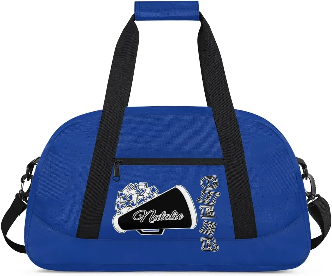 Personalized Cheerleader Sports Duffel Bags Custom Gymnastics Name Gym Dance Bags Customized Cheer Ballet Gift Overnight Weekender Bag, Cobalt Blue