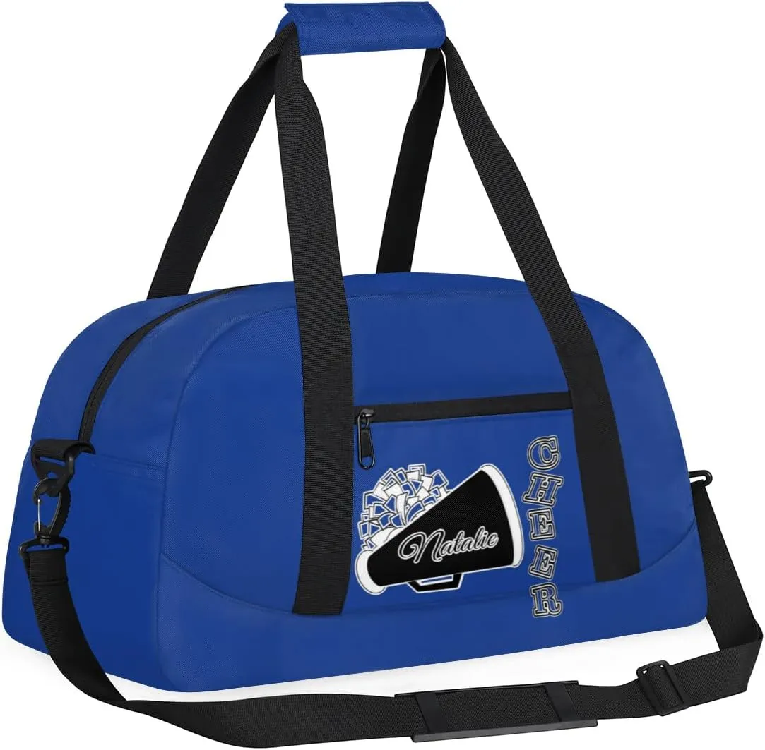Personalized Cheerleader Sports Duffel Bags Custom Gymnastics Name Gym Dance Bags Customized Cheer Ballet Gift Overnight Weekender Bag, Cobalt Blue