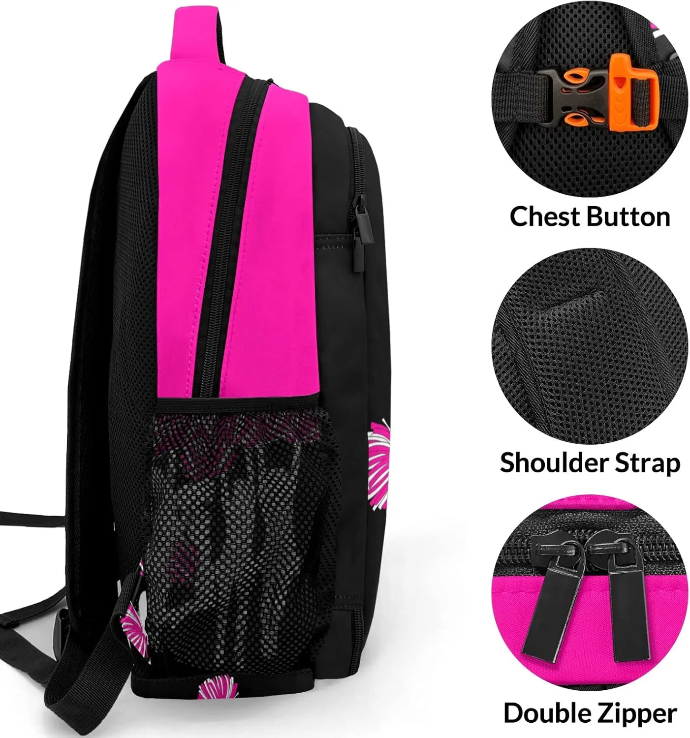 Personalized Cheerleaders Bag Cheer Fuchsia Black Backpack Custom Name Large Capacity Shoulder Bags for Sports Party