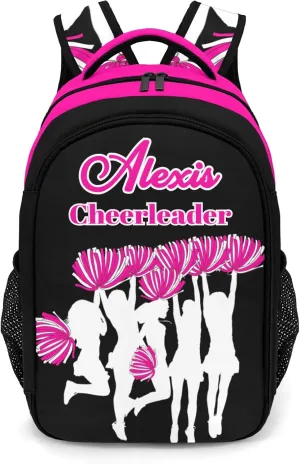 Personalized Cheerleaders Bag Cheer Fuchsia Black Backpack Custom Name Large Capacity Shoulder Bags for Sports Party