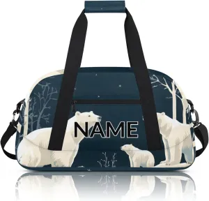 Personalized Custom Bear Forest Rustic Gym Bag for Women Men Carry on Travel Duffel Tote Farmhouse Animal Overnight Workout Weekender Bag