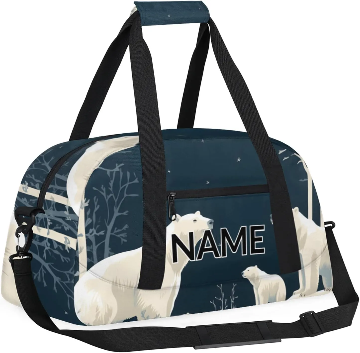 Personalized Custom Bear Forest Rustic Gym Bag for Women Men Carry on Travel Duffel Tote Farmhouse Animal Overnight Workout Weekender Bag