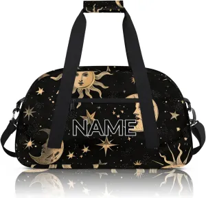 Personalized Custom Boho Moon Sun Gym Bag for Women Men Carry on Travel Duffel Tote Mysterious Aesthetic Overnight Workout Weekender Bag