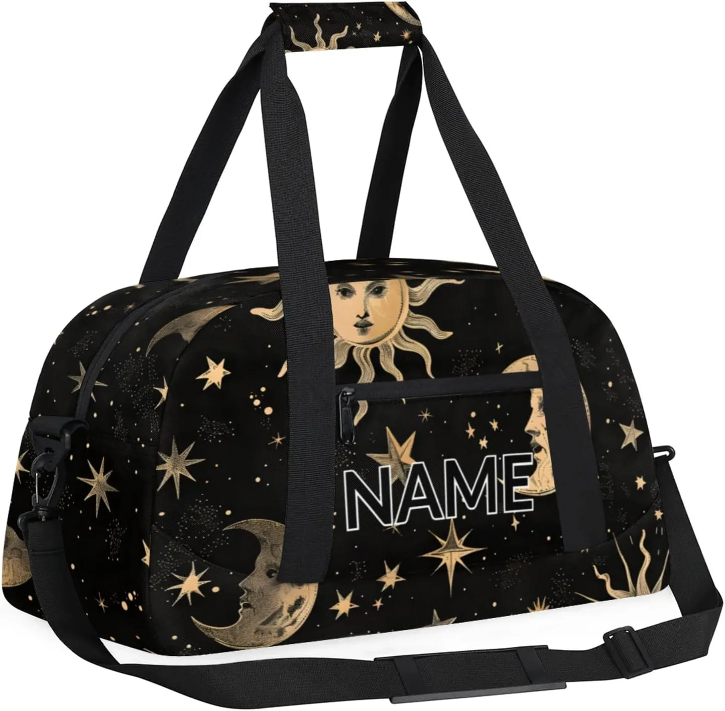 Personalized Custom Boho Moon Sun Gym Bag for Women Men Carry on Travel Duffel Tote Mysterious Aesthetic Overnight Workout Weekender Bag