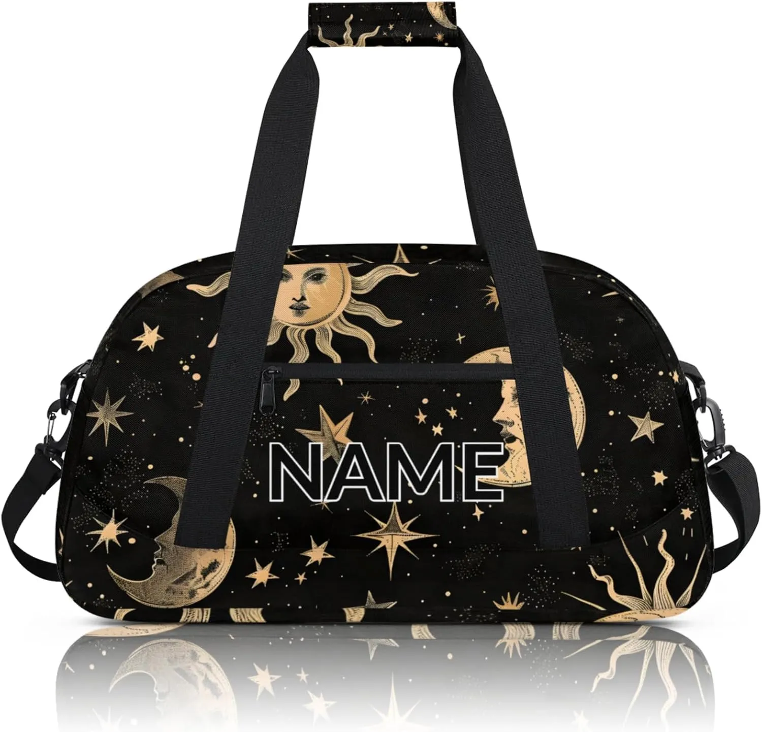 Personalized Custom Boho Moon Sun Gym Bag for Women Men Carry on Travel Duffel Tote Mysterious Aesthetic Overnight Workout Weekender Bag