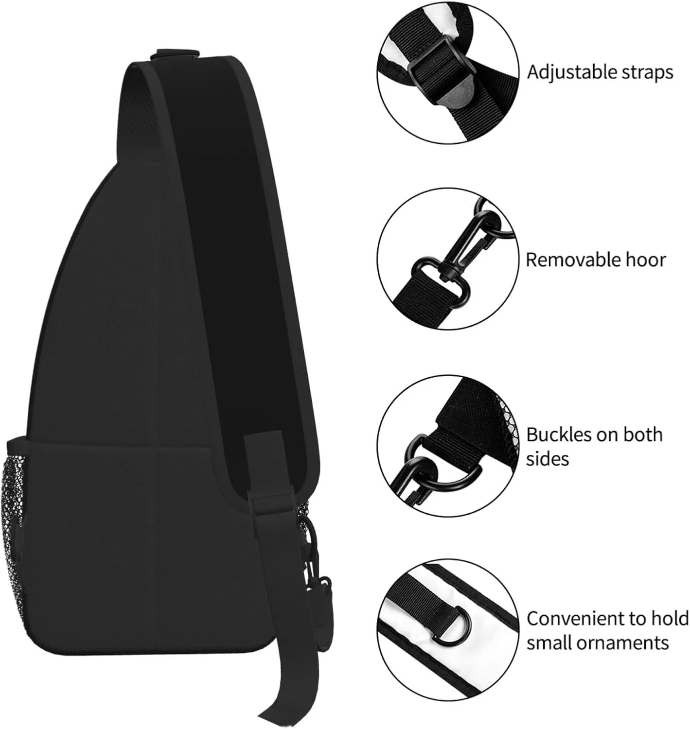 Personalized Custom Chest bags for Women and Men add your Picture Or Text design personalized leisure Sports Crossbody bag Black