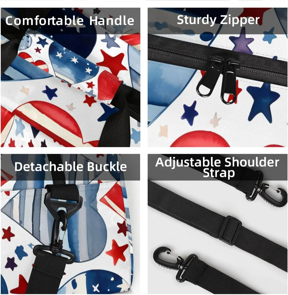 Personalized Custom Gym Bag for Women Men Carry on 4th of July Heart Travel Duffel Tote America Memorial Day Overnight Workout Weekender Bag