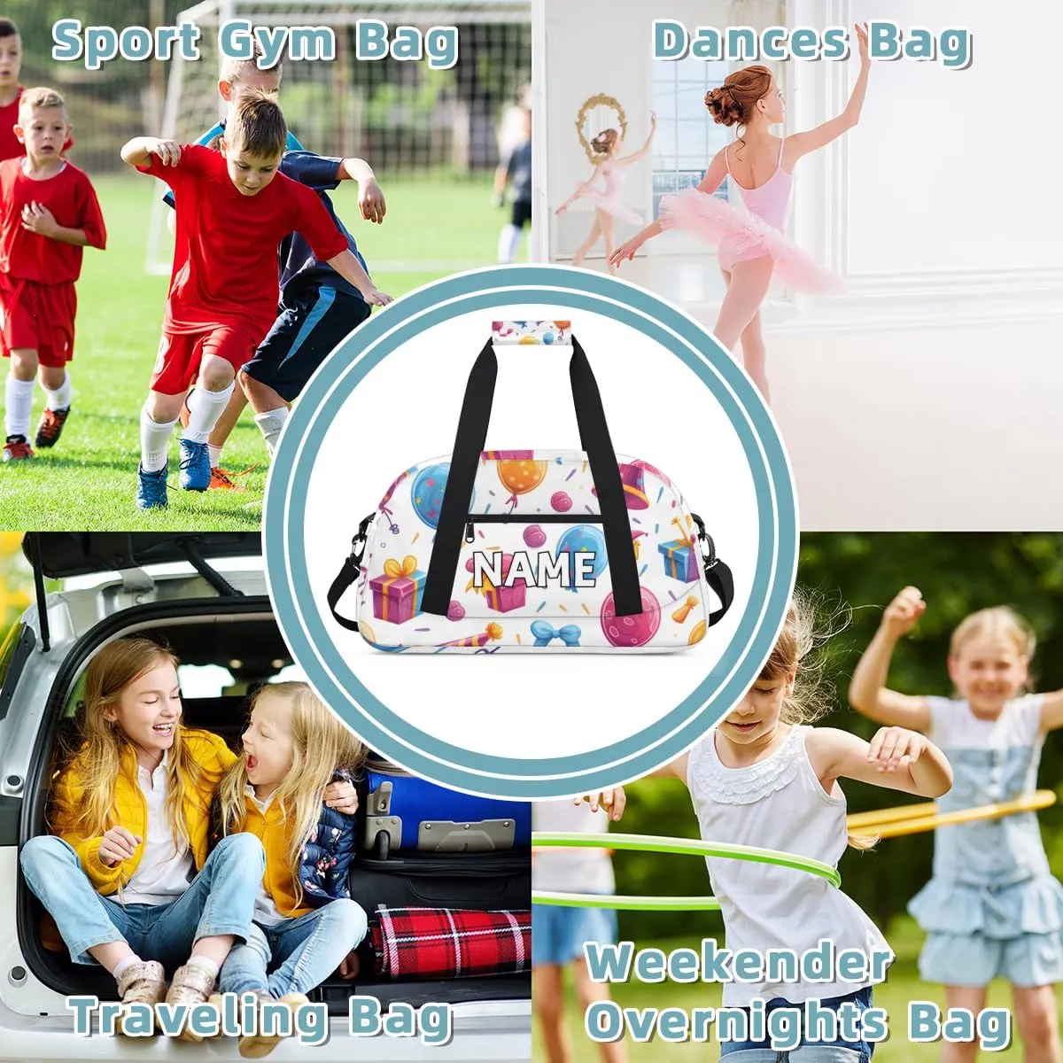 Personalized Custom Gym Bag for Women Men Carry on Birthday Theme Travel Duffel Tote Party Rainbow Overnight Workout Weekender Bag