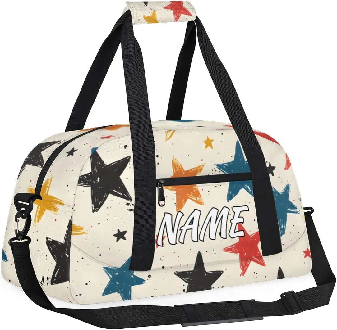 Personalized Custom Gym Bag for Women Men Carry on Cartoon Stars Travel Duffel Tote Sky Vibrant Overnight Workout Weekender Bag