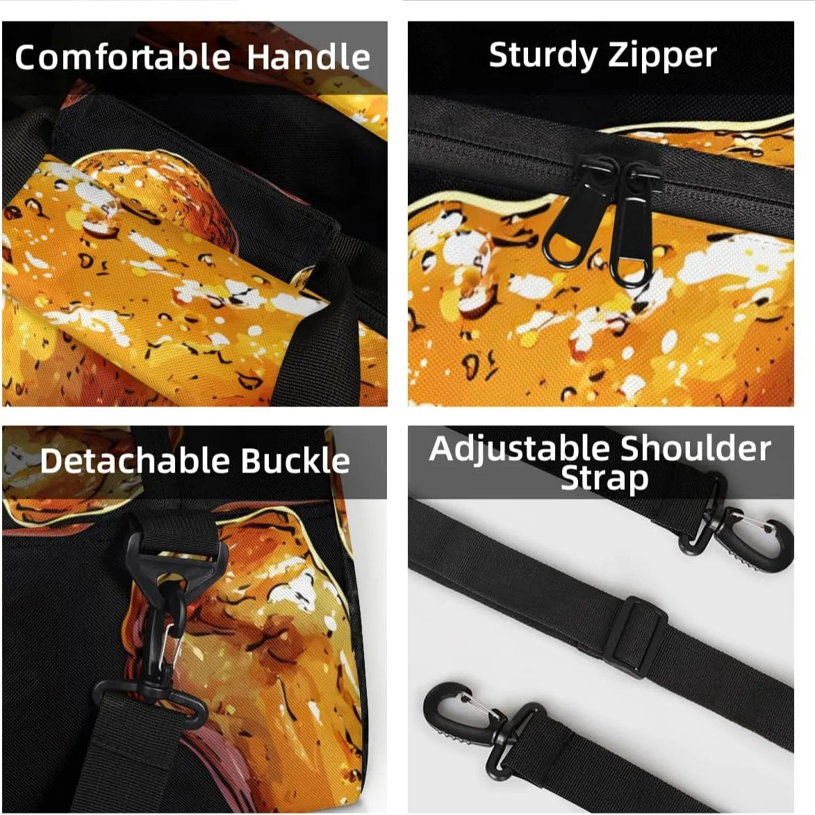 Personalized Custom Gym Bag for Women Men Carry on Chicken Legs Travel Duffel Tote Tasty Food Overnight Workout Weekender Bag