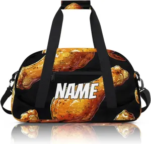 Personalized Custom Gym Bag for Women Men Carry on Chicken Legs Travel Duffel Tote Tasty Food Overnight Workout Weekender Bag