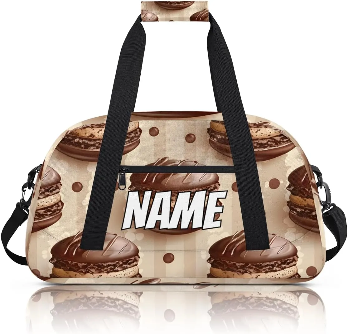 Personalized Custom Gym Bag for Women Men Carry on Chocolate Cookies Travel Duffel Tote Bakery Food Overnight Workout Weekender Bag
