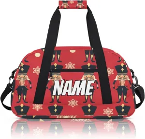 Personalized Custom Gym Bag for Women Men Carry on Christmas Nutcracker Travel Duffel Tote Rustic Snowflake Overnight Workout Weekender Bag