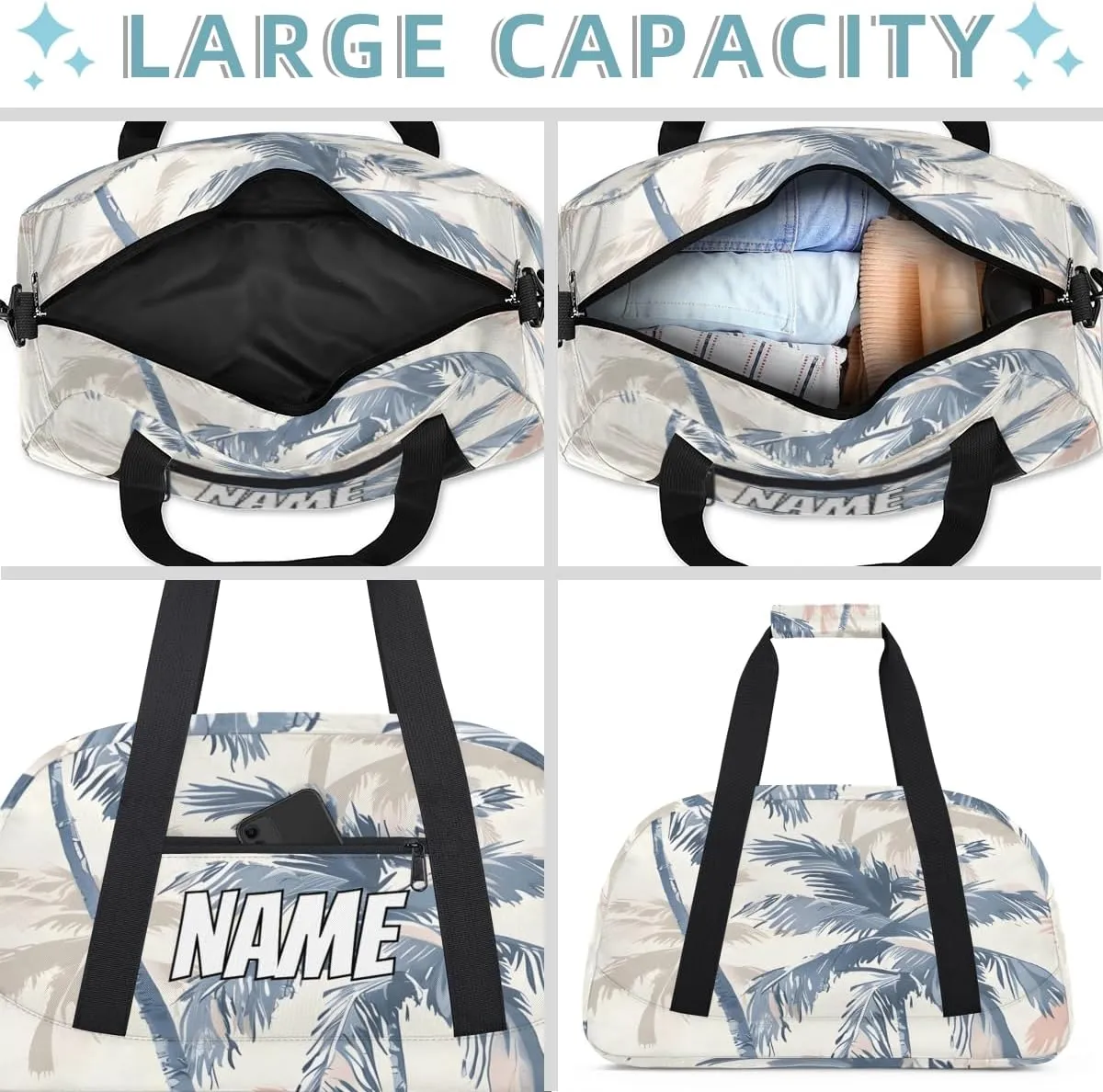 Personalized Custom Gym Bag for Women Men Carry on Coconut Tree Travel Duffel Tote Tropical Summer Overnight Workout Weekender Bag