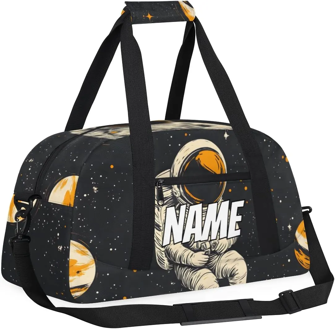 Personalized Custom Gym Bag for Women Men Carry on Cool Astronaut Travel Duffel Tote Universe Space Overnight Workout Weekender Bag