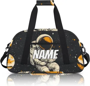 Personalized Custom Gym Bag for Women Men Carry on Cool Astronaut Travel Duffel Tote Universe Space Overnight Workout Weekender Bag
