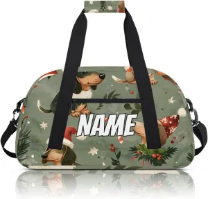 Personalized Custom Gym Bag for Women Men Carry on Cute Dachshunds Dog Travel Duffel Tote Fun Christmas Overnight Workout Weekender Bag