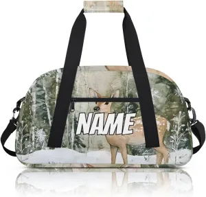 Personalized Custom Gym Bag for Women Men Carry on Cute Deer Travel Duffel Tote Forest Elk Overnight Workout Weekender Bag