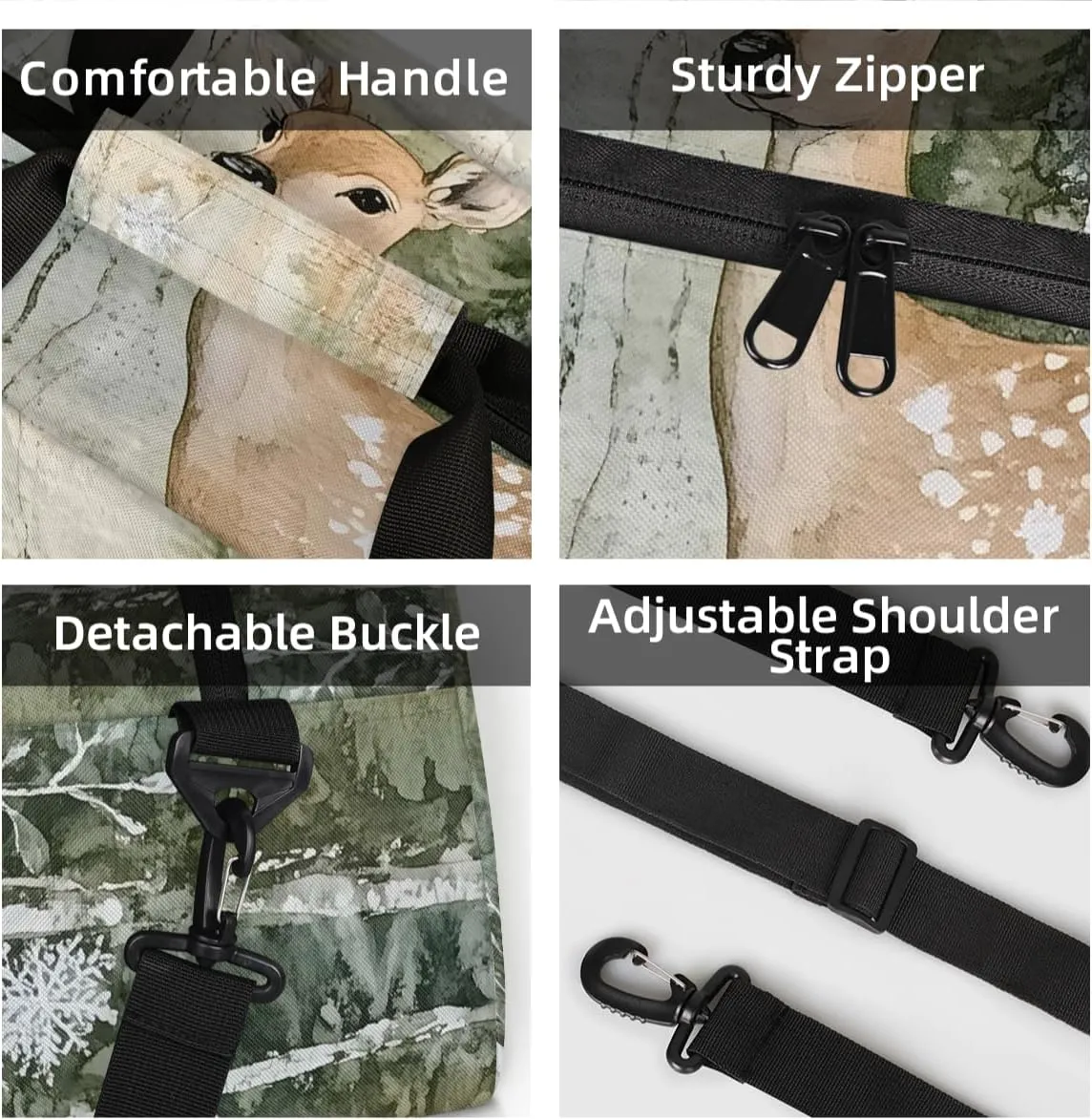 Personalized Custom Gym Bag for Women Men Carry on Cute Deer Travel Duffel Tote Forest Elk Overnight Workout Weekender Bag