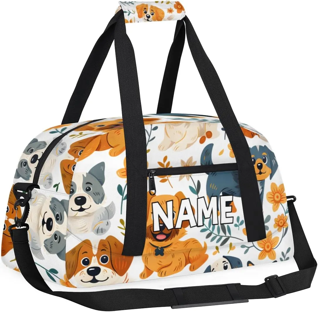 Personalized Custom Gym Bag for Women Men Carry on Cute Dogs Travel Duffel Tote Pet Puppy Overnight Workout Weekender Bag