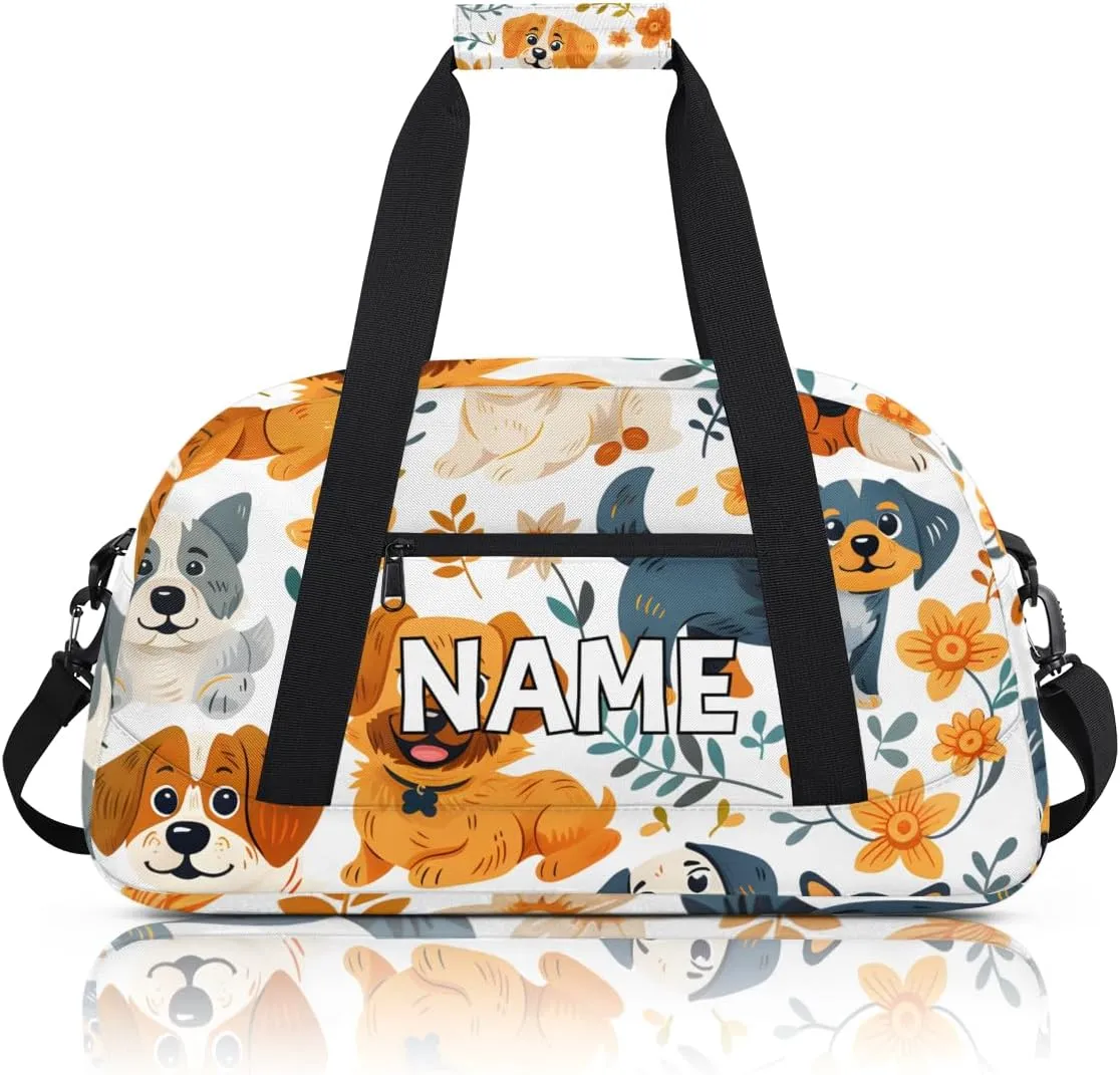 Personalized Custom Gym Bag for Women Men Carry on Cute Dogs Travel Duffel Tote Pet Puppy Overnight Workout Weekender Bag