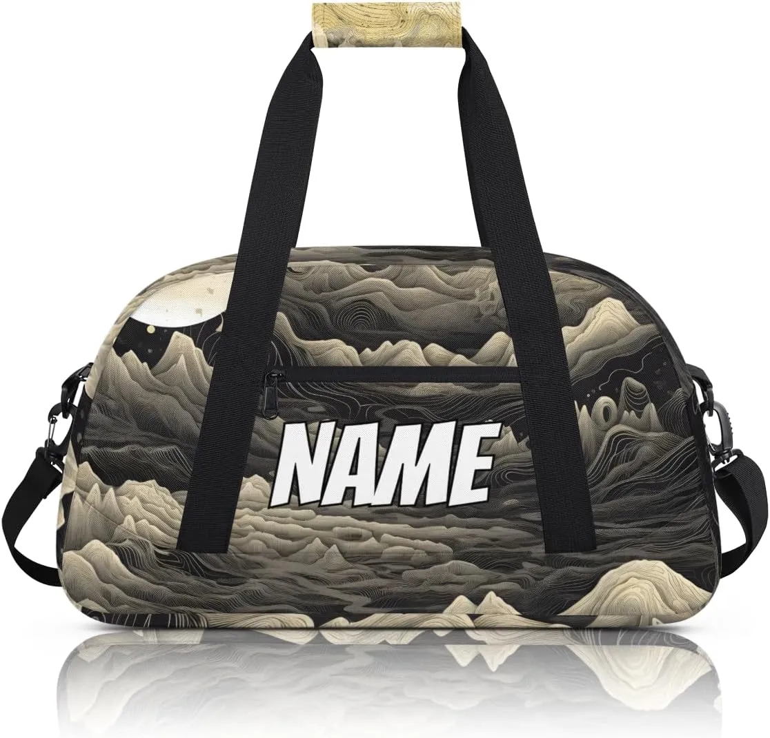Personalized Custom Gym Bag for Women Men Carry on Japanese Waves Travel Duffel Tote Asian Art Overnight Workout Weekender Bag