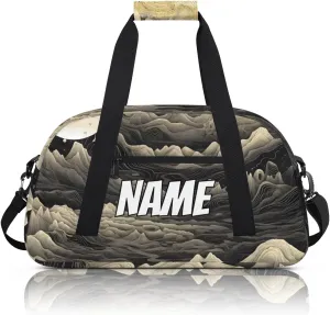 Personalized Custom Gym Bag for Women Men Carry on Japanese Waves Travel Duffel Tote Asian Art Overnight Workout Weekender Bag