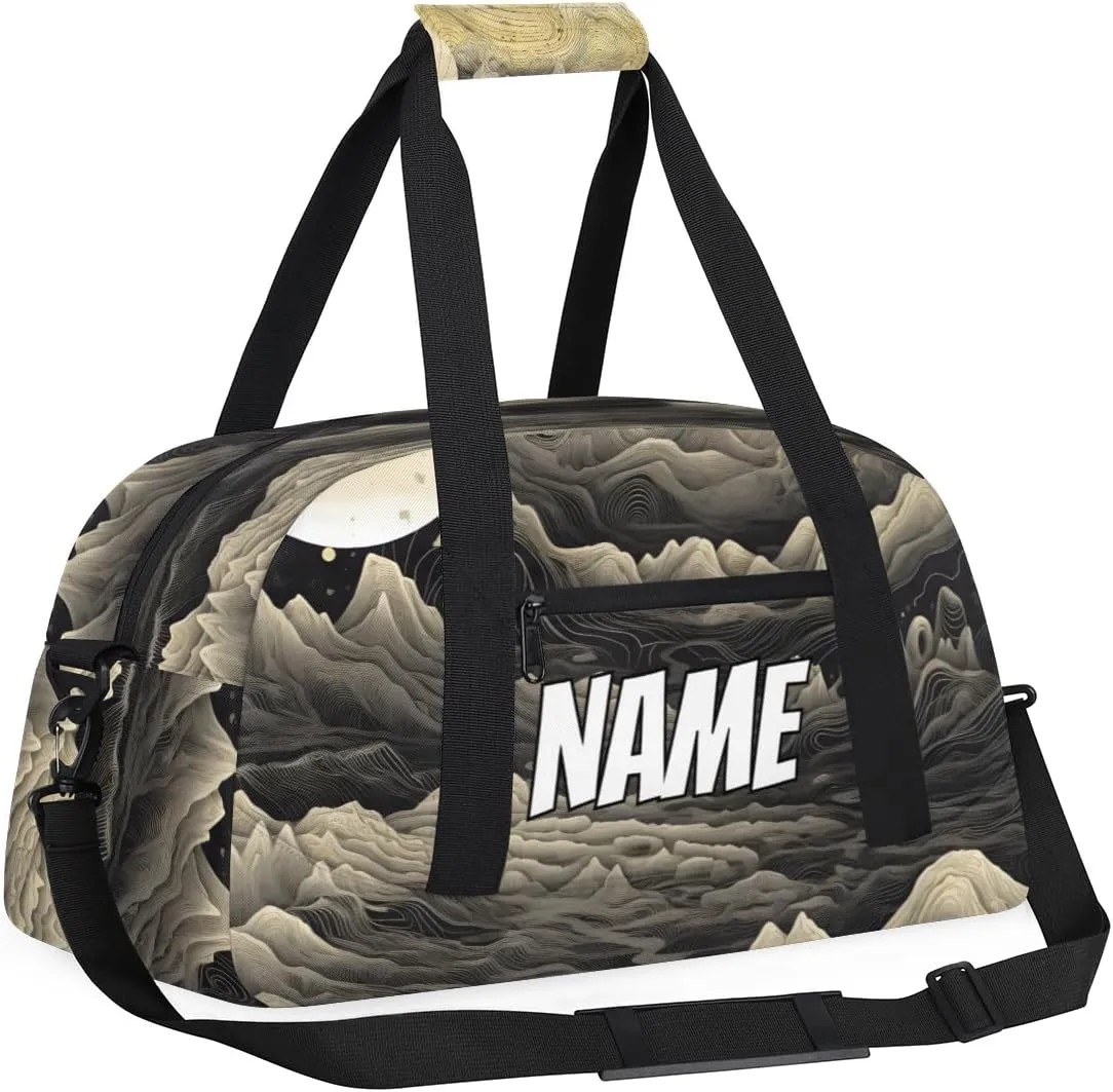 Personalized Custom Gym Bag for Women Men Carry on Japanese Waves Travel Duffel Tote Asian Art Overnight Workout Weekender Bag