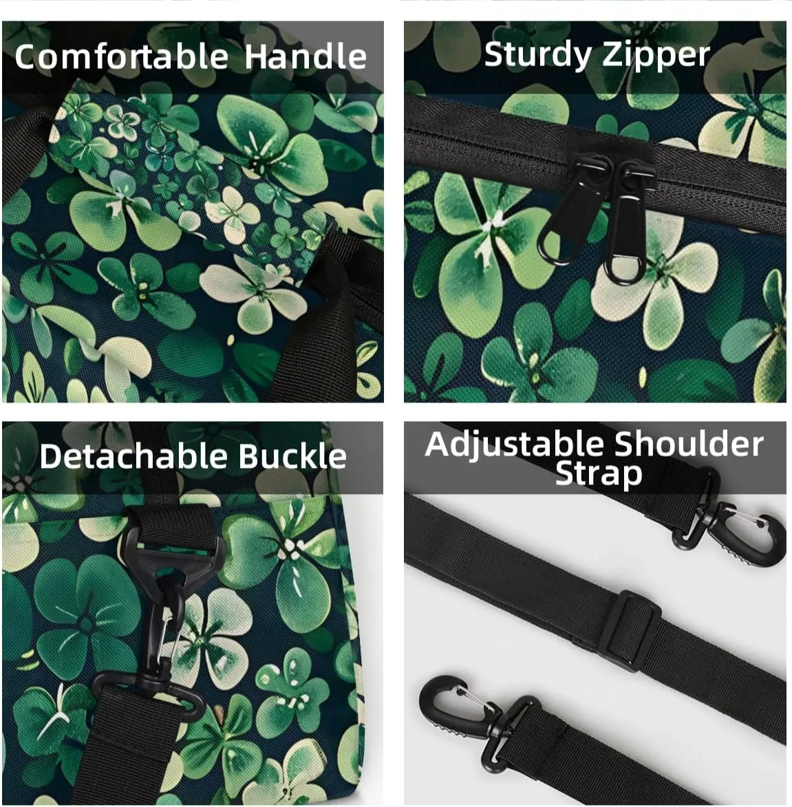 Personalized Custom Gym Bag for Women Men Carry on Lucky Shamrock Travel Duffel Tote Patricks Day Overnight Workout Weekender Bag