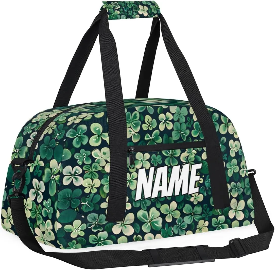 Personalized Custom Gym Bag for Women Men Carry on Lucky Shamrock Travel Duffel Tote Patricks Day Overnight Workout Weekender Bag