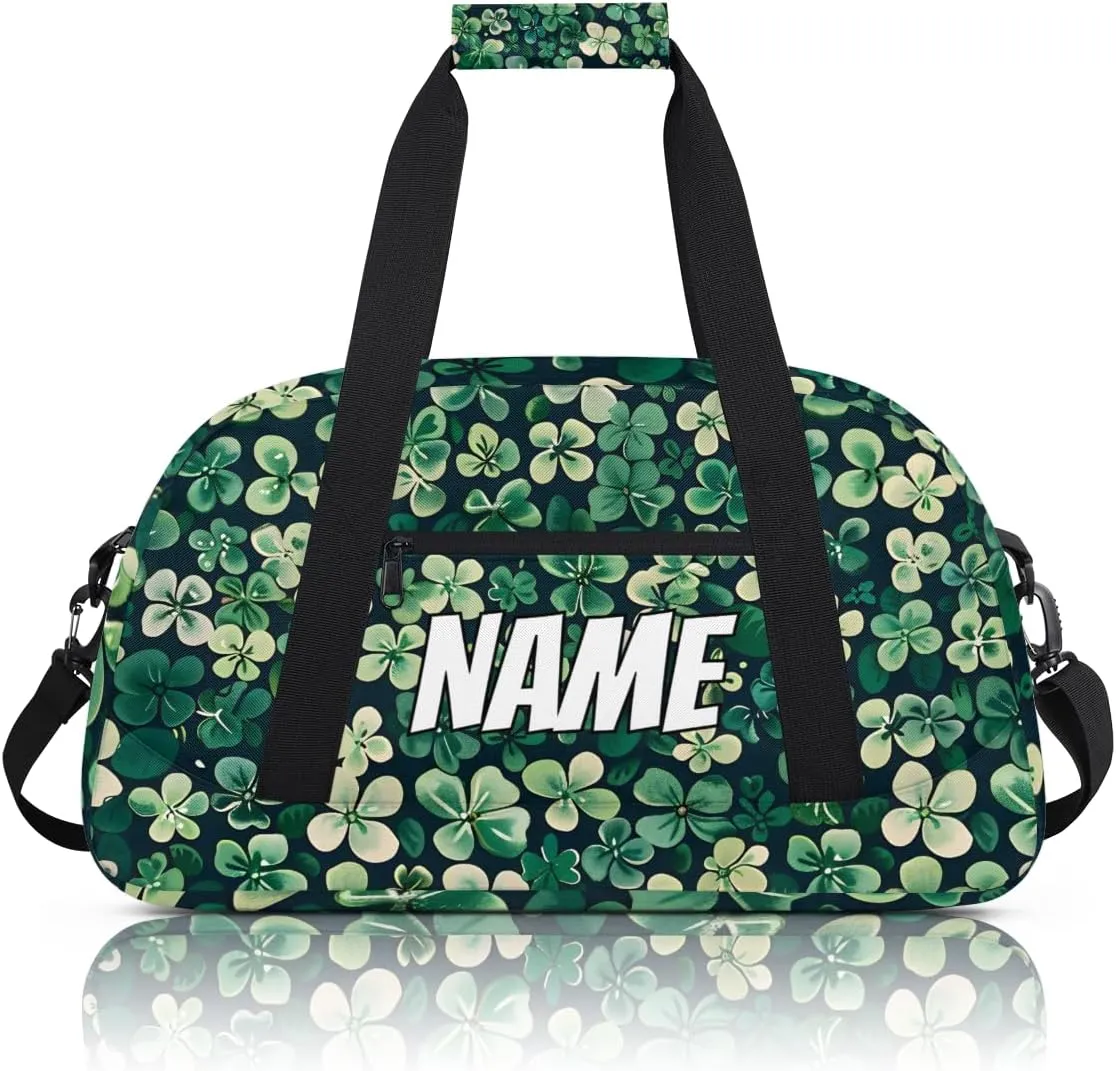 Personalized Custom Gym Bag for Women Men Carry on Lucky Shamrock Travel Duffel Tote Patricks Day Overnight Workout Weekender Bag