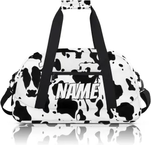 Personalized Custom Gym Bag for Women Men Carry on Milk Cow Print Travel Duffel Tote Farm Animal Overnight Workout Weekender Bag