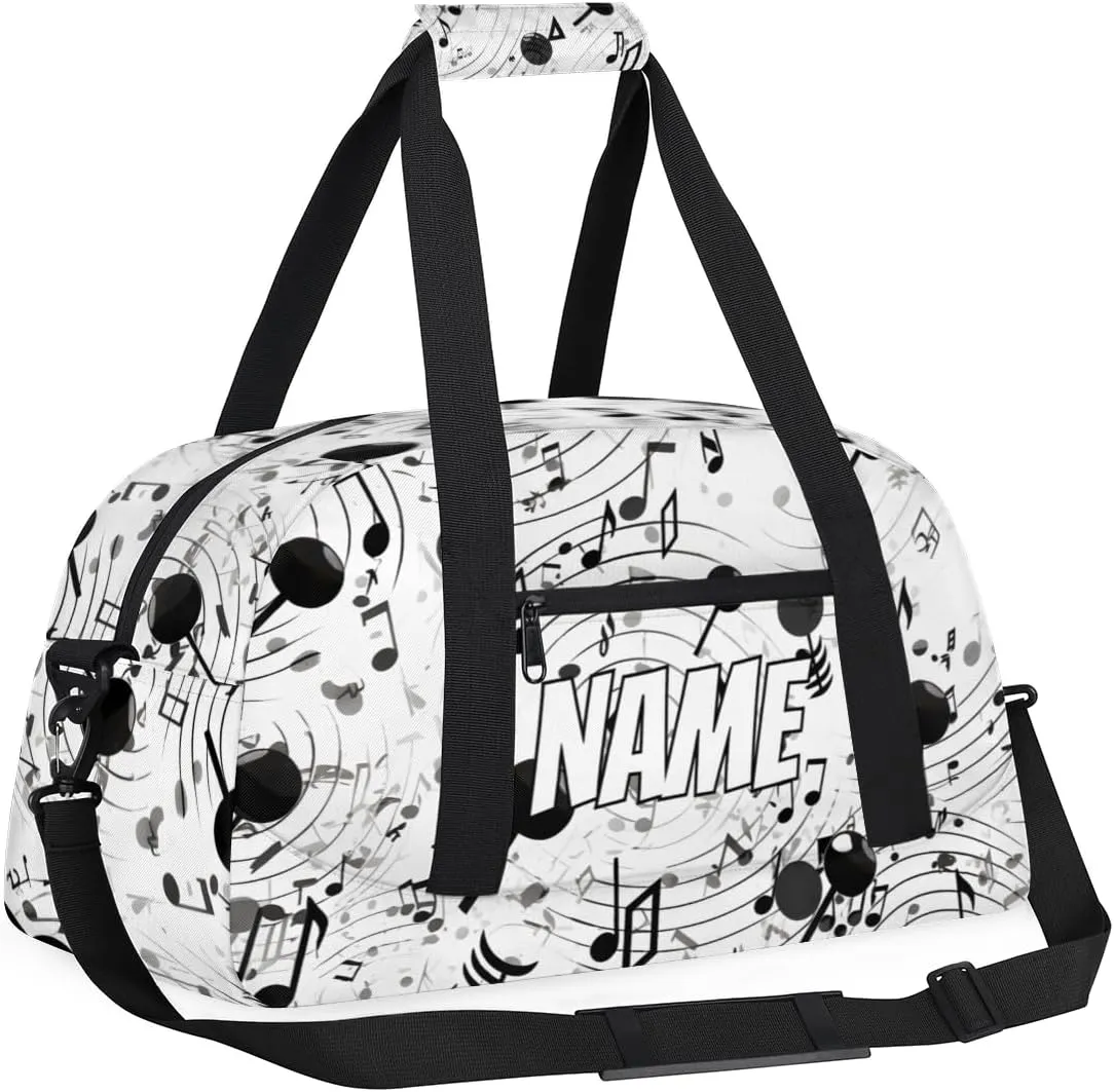 Personalized Custom Gym Bag for Women Men Carry on Music Theme Travel Duffel Tote Musical Note Overnight Workout Weekender Bag