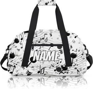 Personalized Custom Gym Bag for Women Men Carry on Music Theme Travel Duffel Tote Musical Note Overnight Workout Weekender Bag