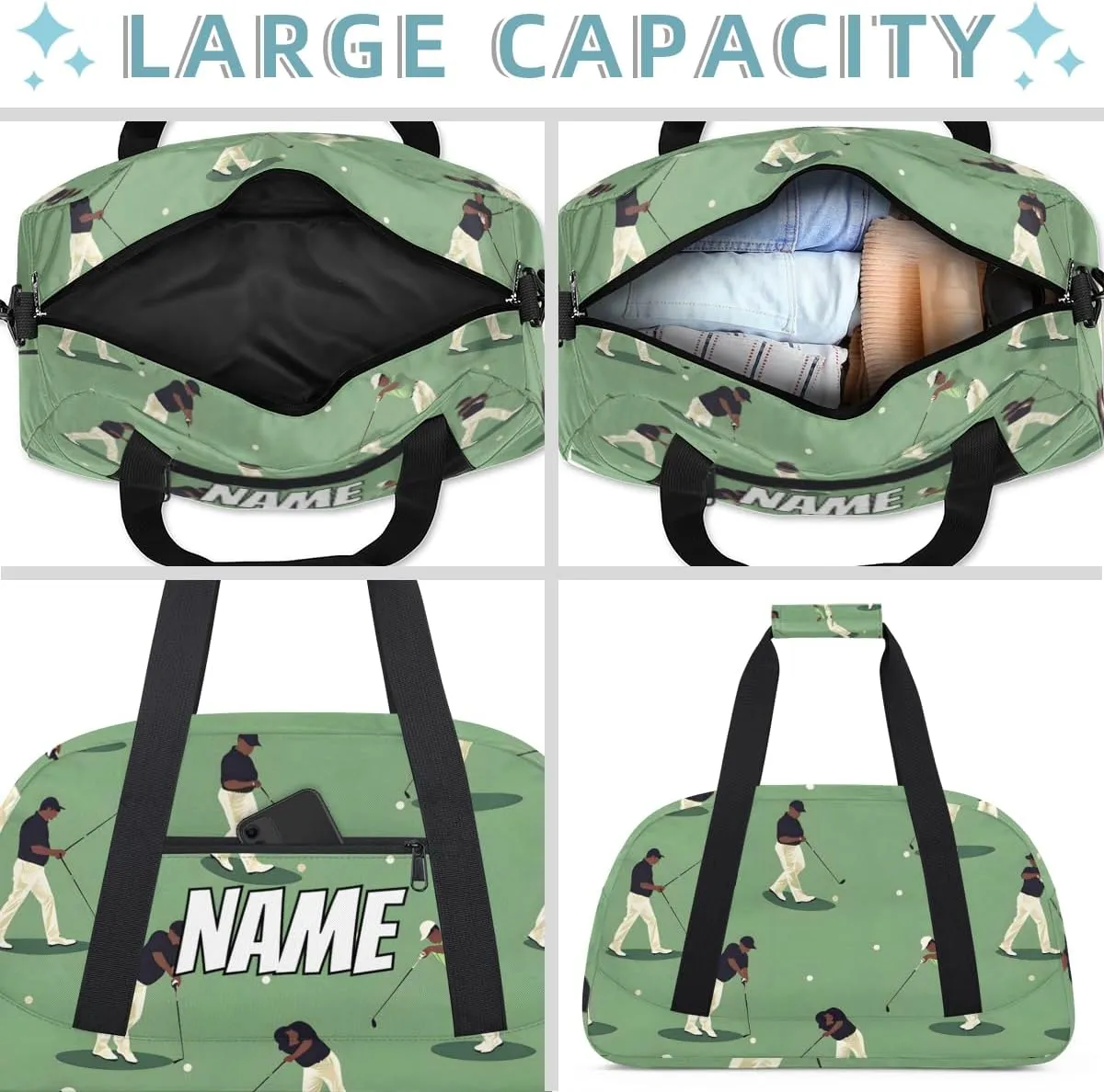 Personalized Custom Gym Bag for Women Men Carry on Play Golf Travel Duffel Tote Sport Overnight Workout Weekender Bag