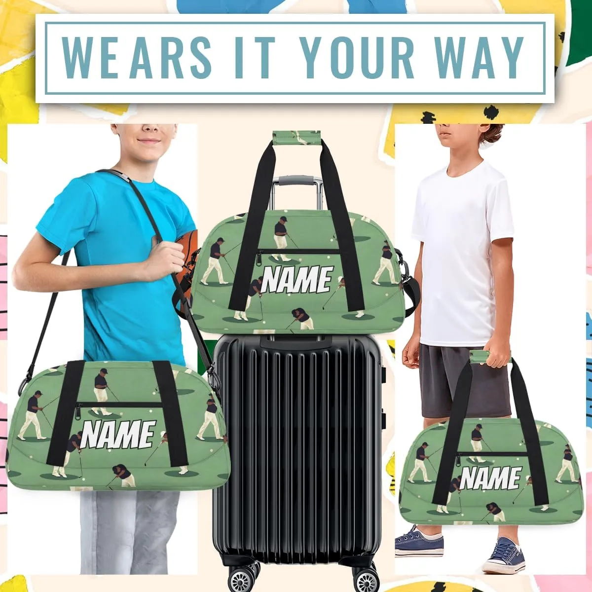 Personalized Custom Gym Bag for Women Men Carry on Play Golf Travel Duffel Tote Sport Overnight Workout Weekender Bag