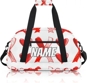 Personalized Custom Gym Bag for Women Men Carry on Red Hearts Travel Duffel Tote Sweethearts Love Overnight Workout Weekender Bag