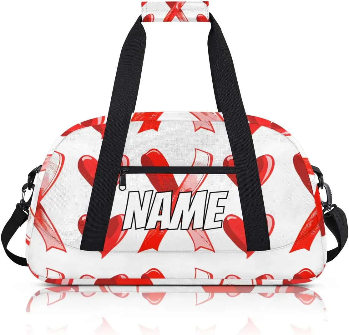 Personalized Custom Gym Bag for Women Men Carry on Red Hearts Travel Duffel Tote Sweethearts Love Overnight Workout Weekender Bag