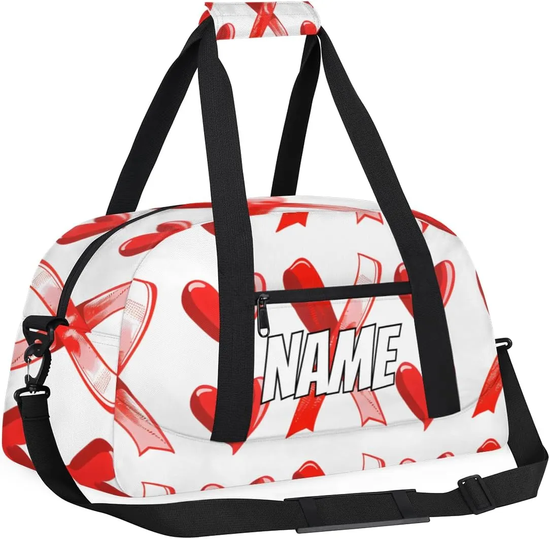 Personalized Custom Gym Bag for Women Men Carry on Red Hearts Travel Duffel Tote Sweethearts Love Overnight Workout Weekender Bag