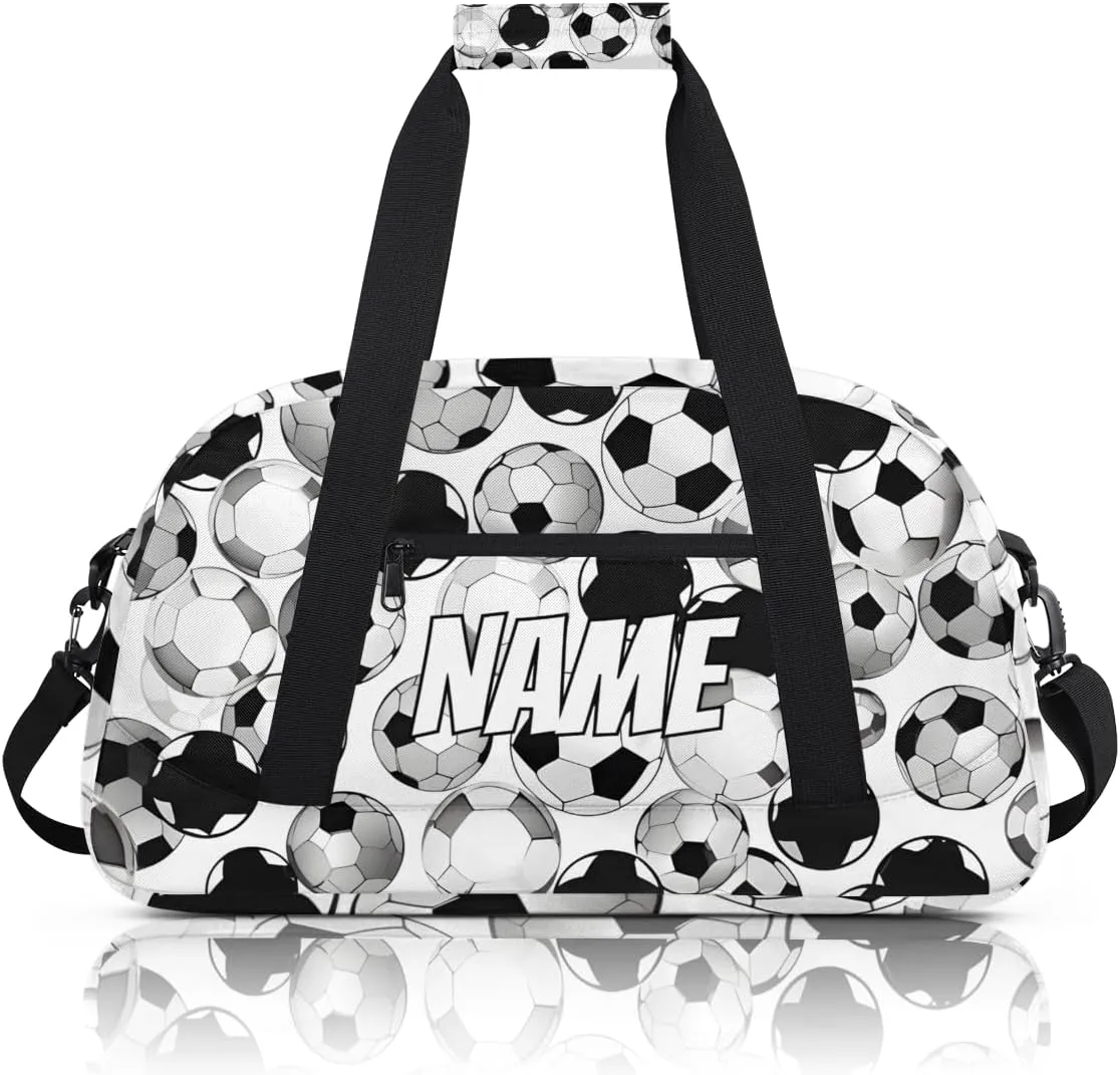 Personalized Custom Gym Bag for Women Men Carry on Sports Soccer Travel Duffel Tote Black White Overnight Workout Weekender Bag