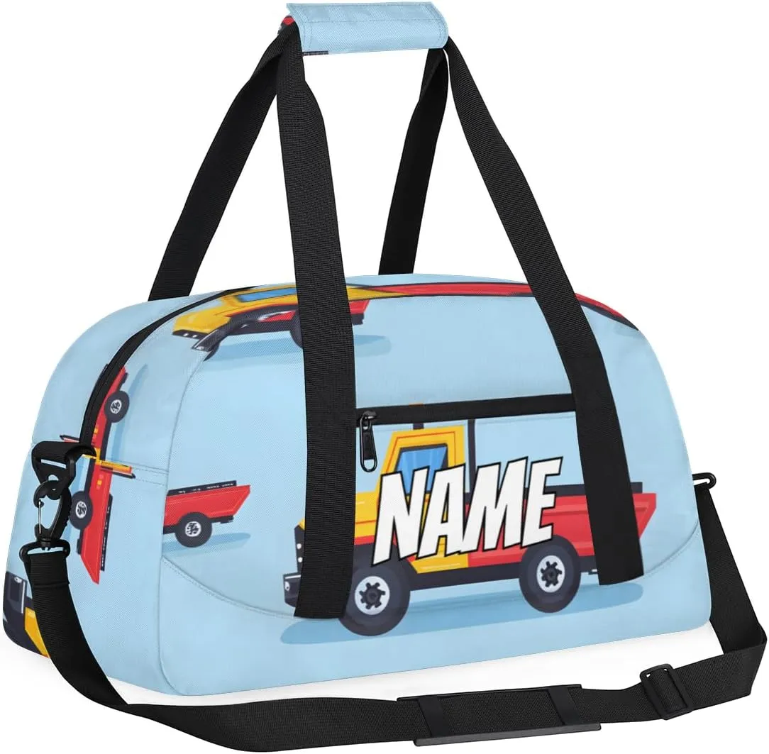 Personalized Custom Gym Bag for Women Men Carry on Transportation Truck Travel Duffel Tote Excavator Vehicle Overnight Workout Weekender Bag