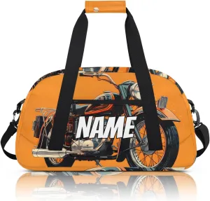 Personalized Custom Gym Bag for Women Men Carry on Vintage Motorcycle Travel Duffel Tote Cool Vehicle Overnight Workout Weekender Bag