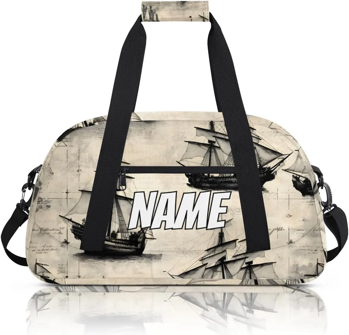 Personalized Custom Gym Bag for Women Men Carry on Vintage Ship Travel Duffel Tote Ship Overnight Workout Weekender Bag