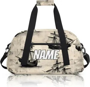 Personalized Custom Gym Bag for Women Men Carry on Vintage Ship Travel Duffel Tote Ship Overnight Workout Weekender Bag