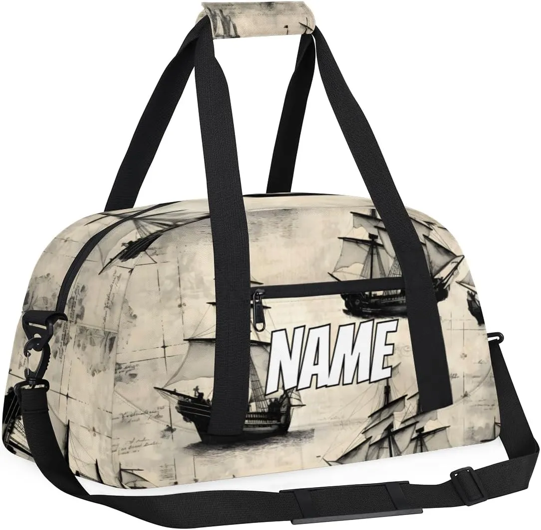 Personalized Custom Gym Bag for Women Men Carry on Vintage Ship Travel Duffel Tote Ship Overnight Workout Weekender Bag