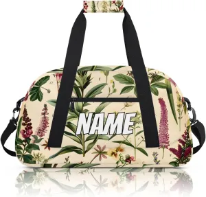 Personalized Custom Gym Bag for Women Men Carry on vintage Wildflower Travel Duffel Tote Rustic Flower Overnight Workout Weekender Bag