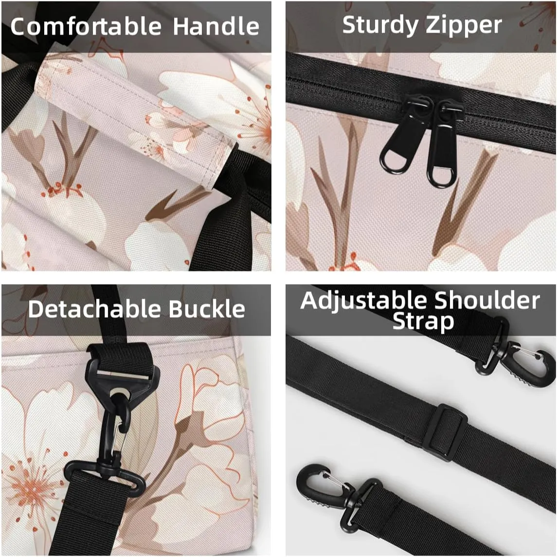 Personalized Custom Gym Bag for Women Men Carry on Watercolor Flower Travel Duffel Tote Flowering Cherry Overnight Workout Weekender Bag