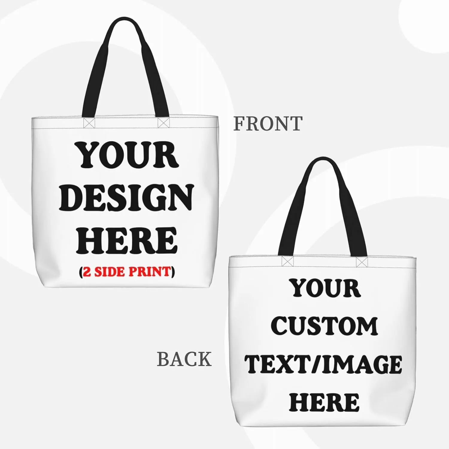 Personalized Custom Tote Bag For Travel, Business, Shopping - Add Your Design - Shoulder Bag For Women