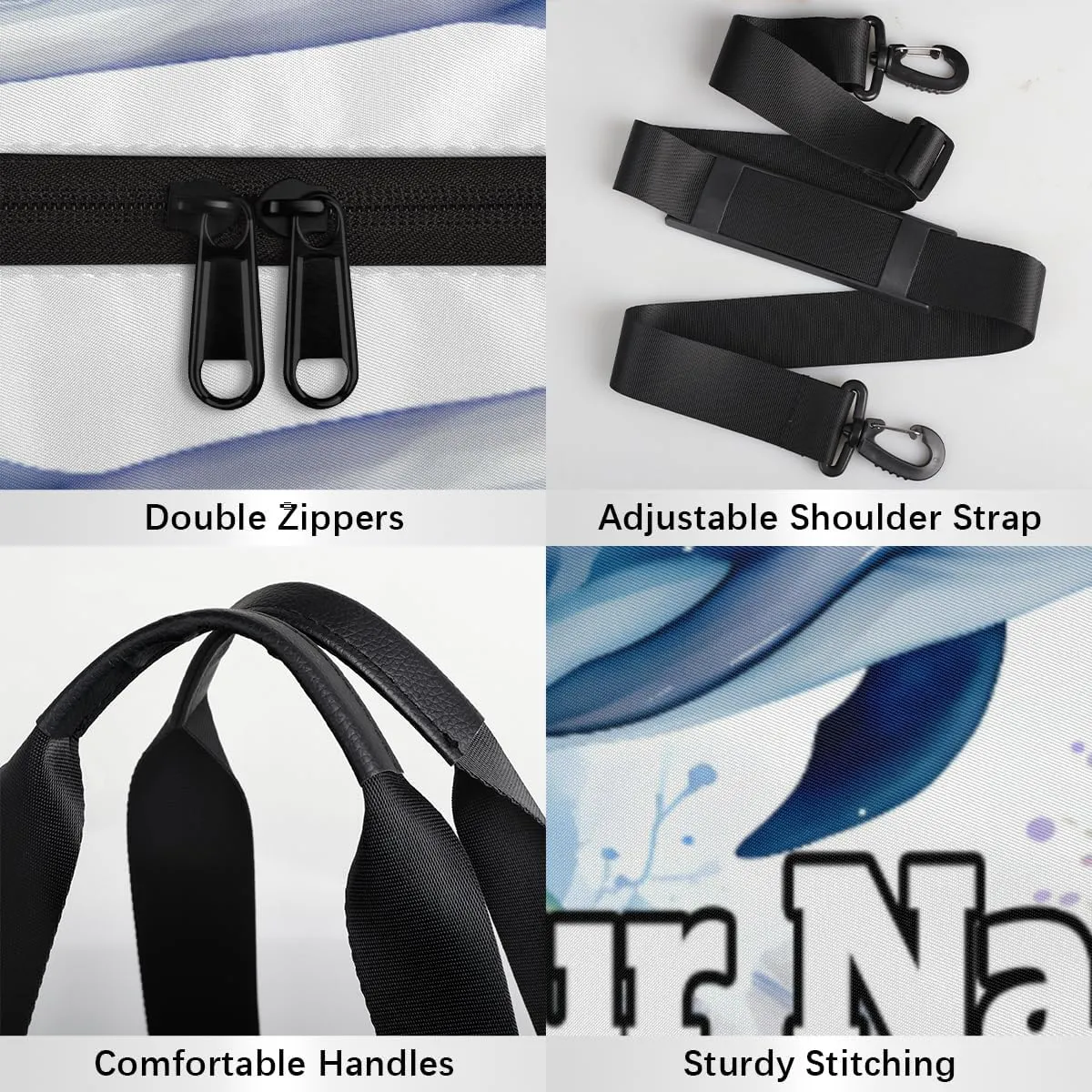 Personalized Cute Dolphin Sport Gym Bag, Custom Name Duffel Bags for Men, Waterproof Custom Sport Duffel Bag, Gymnastics Dance, Dolphin