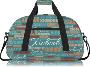 Personalized Cute Duffle Bag - Custom Name Kids Sports Bag, Sleepover Bags for Girls, Lightweight Toddler Boys Overnight Bag for Weekender Travel Cheer Dance Ball Game, Dark Moderate Cyan Brown